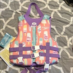 Speedo Pink and Purple Swim Vest with Geometric Design